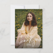 Carte De Remerciements Modern trendy script graduation photo (Devant)