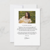 Carte De Remerciements Modern trendy script graduation photo (Dos)