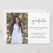 Carte De Remerciements Modern Trendy Script Photo Graduation Announcement (Devant)
