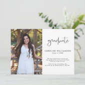 Carte De Remerciements Modern Trendy Script Photo Graduation Announcement (Debout devant)