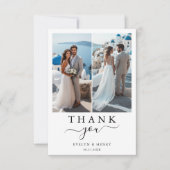 Carte De Remerciements  Modern Two Photo Destination Wedding (Devant)