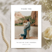 Carte De Remerciements Modern Typography Elegant Rustic Photo Wedding