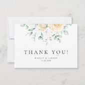 Carte De Remerciements Modern Watercolour White Rose Eucalyptus Greenery (Devant)