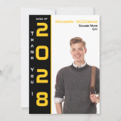 Carte De Remerciements Moderne 1 Photo Gold Black Graduation (Devant)