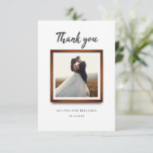 Carte De Remerciements Moderne 2 Mariage de script photo (Debout devant)