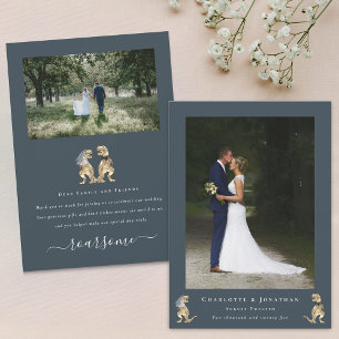 Carte De Remerciements Moderne 2 Photo Dinosaur Thème Mariage