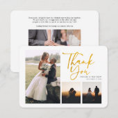 Carte De Remerciements Moderne 3 Photos Mariage manuscrit (Devant / Derrière)