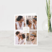 Carte De Remerciements Moderne 4 Photo Collage Gold Mariage (Devant)