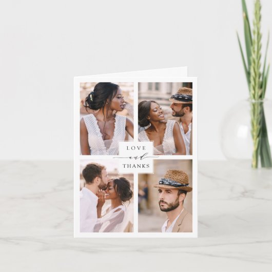 Carte De Remerciements Moderne 4 Photo Collage Mariage (Devant)
