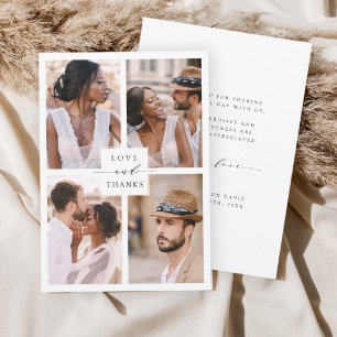 Carte De Remerciements Moderne 4 Photo Collage Mariage