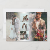 Carte De Remerciements Moderne 6 Photo Nouveaux mariés Mariage de script (Dos)