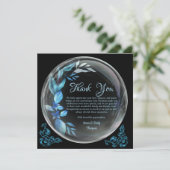 Carte De Remerciements Moderne Anniversaire de Mariage Fleurie Bleue Noir (Debout devant)