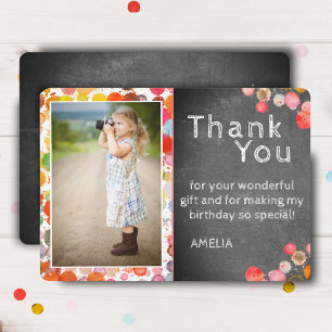 Carte De Remerciements Moderne Anniversaire Photo Taches Colorées Cute