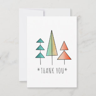 Carte De Remerciements moderne arc-en-ciel arbres roses sarcelle simple m