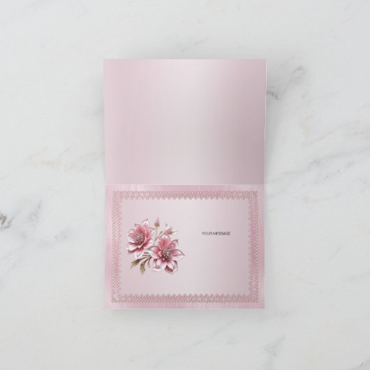 Carte de remerciements moderne aux fleurs roses (Intérieur)