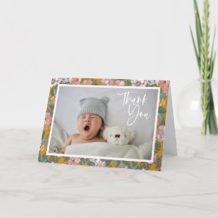 Carte De Remerciements Moderne Baby Shower de nouveau-né floral Boho