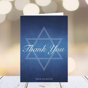 Carte De Remerciements Moderne Bar Mitzvah Blue Star de David Personnalis