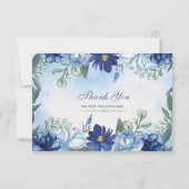 carte de remerciements moderne blanc bleu noir (Dos)