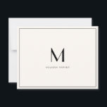 Carte De Remerciements Moderne Blush Minimaliste monogramme plat<br><div class="desc">Simple et moderne,  très pâle et noir monogrammed carte de remerciements.</div>