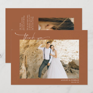 Carte De Remerciements Moderne Boho Désert   Écriture Simple de Mariage 