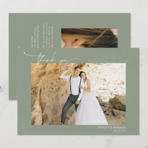 Carte De Remerciements Moderne Boho Désert   Simple Écriture Mariage Merc