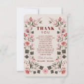 Carte de remerciements moderne Boho Folk avec phot (Dos)