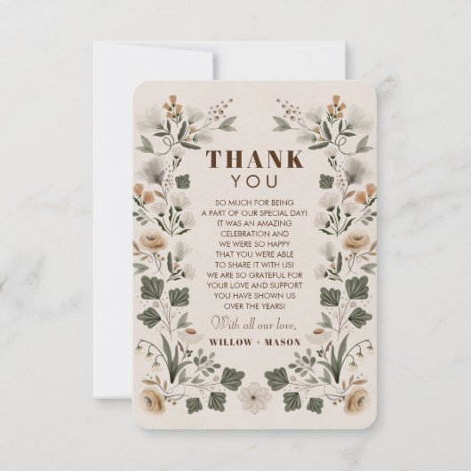 Carte de remerciements moderne Boho Folk avec phot (Dos)