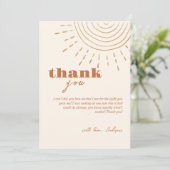 Carte De Remerciements Moderne Boho Voici le Fils Baby Shower (Debout devant)