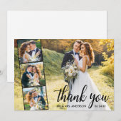 Carte De Remerciements Moderne Calligraphie 4 Photo Collage Mariage (Devant / Derrière)