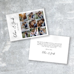 Carte De Remerciements Moderne Calligraphie 9 Photo Collage Mariage