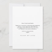 Carte De Remerciements Moderne Calligraphie Photo Graduation (Dos)