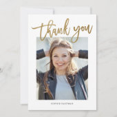 Carte De Remerciements Moderne Calligraphie Photo Graduation (Devant)