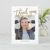 Carte De Remerciements Moderne Calligraphie Photo Graduation (Debout devant)