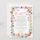 Carte De Remerciements Moderne chic boho brillant fleurs sauvages graduat (Devant)