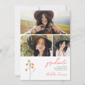 Carte De Remerciements Moderne chic boho brillant fleurs sauvages graduat (Dos)