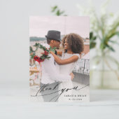 Carte De Remerciements Moderne Chic Calligraphie 2 Mariage photo (Debout devant)