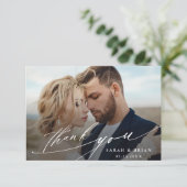 Carte De Remerciements Moderne Chic Calligraphie 2 Mariage photo (Debout devant)