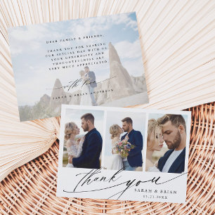 Carte De Remerciements Moderne Chic Calligraphie 4 Mariage photo