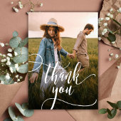 Carte De Remerciements Moderne Chic Calligraphie Script 2 Mariage photo