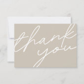 Carte De Remerciements Moderne Chic Lumière Taupe Calligraphie Script Mar (Devant)