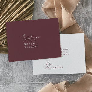 Carte De Remerciements Moderne Chic Mariage d'automne Bourgogne