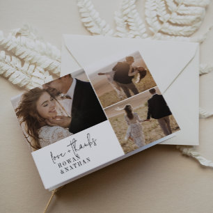 Carte De Remerciements Moderne Chic noir et blanc 3 Mariage plié photo