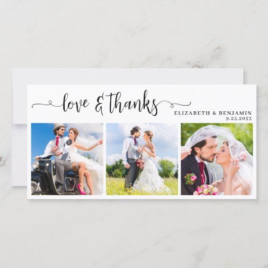 Carte De Remerciements Moderne Chic Personnalisé 3 Mariage photo (Devant)