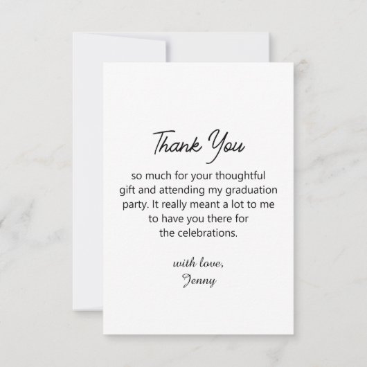 Carte De Remerciements moderne chic script graduation photo minimum