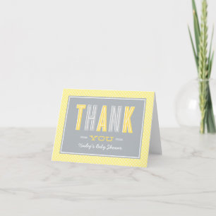 Carte De Remerciements Moderne Chic Type Jaune et Gris Baby shower
