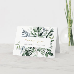 Carte De Remerciements Moderne Chic vert feuillage Tropical Mariage