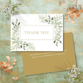 Carte De Remerciements Moderne Classique Élégant Verdure Or