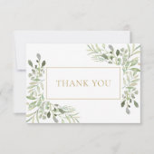 Carte De Remerciements Moderne Classique Élégant Verdure Or (Devant)