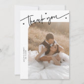 Carte De Remerciements Moderne cœur de script Mariage blanc (Devant)