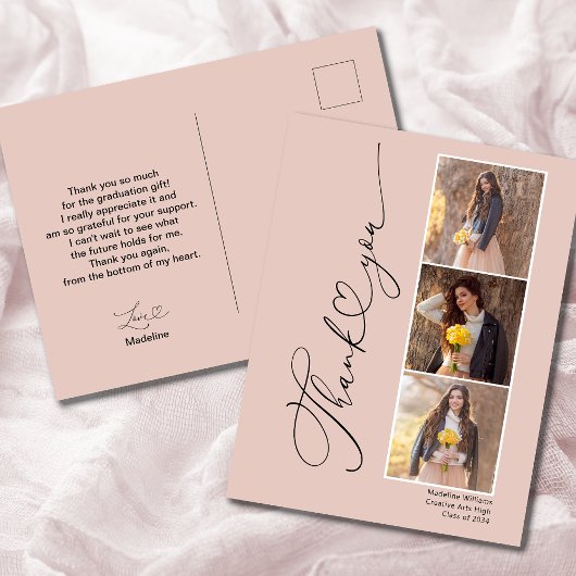 Carte de remerciements moderne de graduation cardi